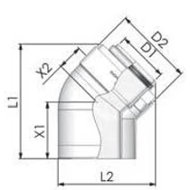 Tricox PPs/Alu könyök 60/100mm, 45° (2db)