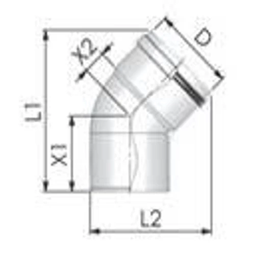 Tricox PPs könyök 200 mm, 45°