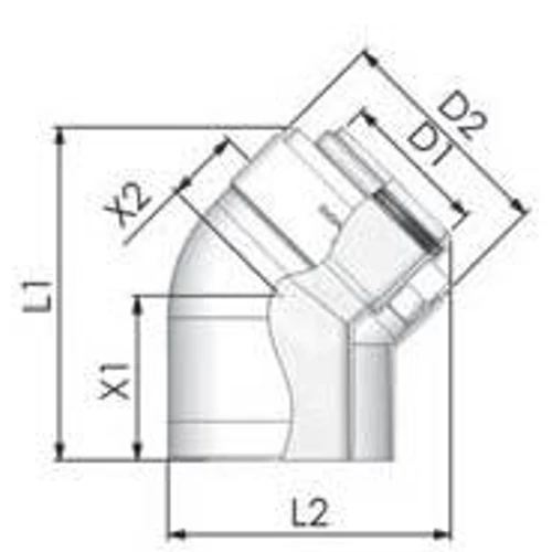 Tricox PPs/Alu könyök 60/100mm, 45° (2db)