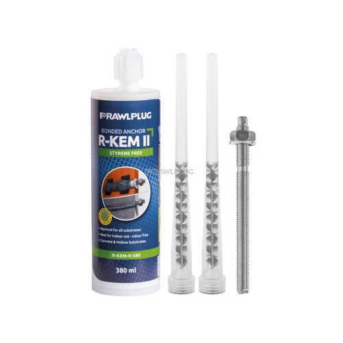 R-KEM-II-175-SET …. 4db Menetes szár M10x130mm+1 db R-KEM-II 175ml poliészter gyanta+2 keverőszár